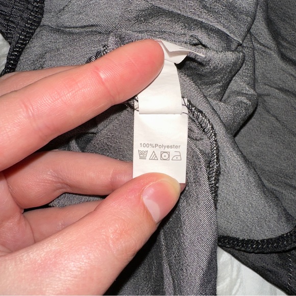 SHEIN | Curve Faux Button Tie Front Straps V Neck Peplum Metallic Tank Blouse - Picture 10 of 13